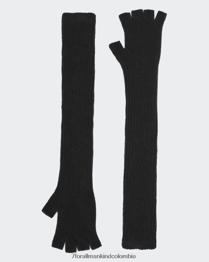 accesorios 7 for All Mankind Guantes largos sin dedos de lana en negro JBNRD479