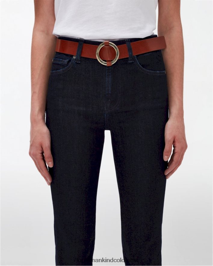 accesorios 7 for All Mankind cinturón de piel con hebilla de anilla en coñac JBNRD483