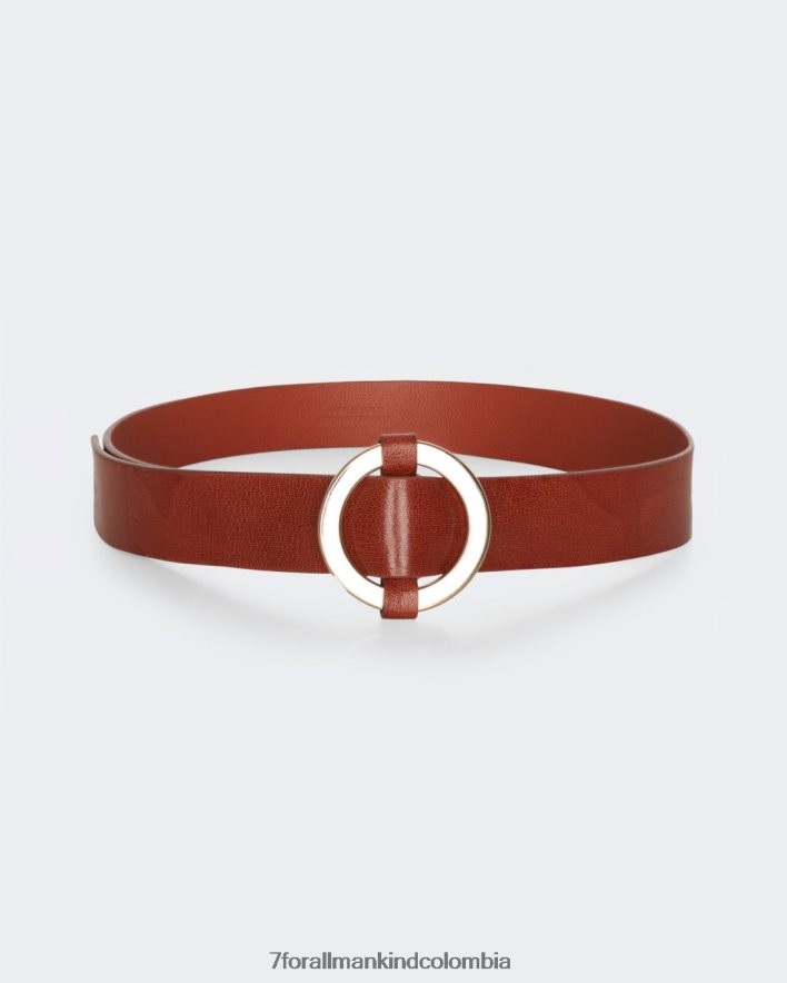 accesorios 7 for All Mankind cinturón de piel con hebilla de anilla en coñac JBNRD483