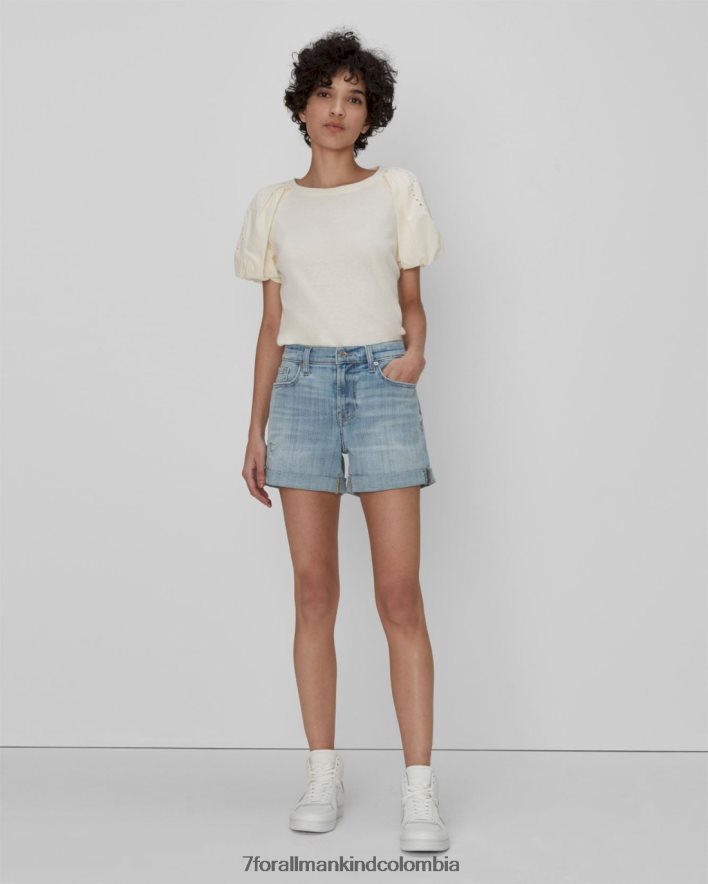 vestir 7 for All Mankind Short medio rollito de sarga rota en coco prive JBNRD184
