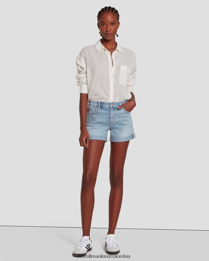 vestir 7 for All Mankind Short medio rollito de sarga rota en coco prive JBNRD20