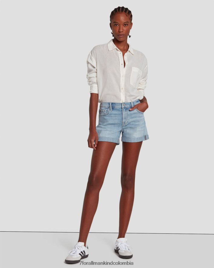vestir 7 for All Mankind Short medio rollito de sarga rota en coco prive JBNRD20