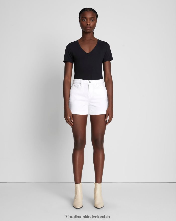 vestir 7 for All Mankind Shorts blancos de corte medio de sarga rota JBNRD86