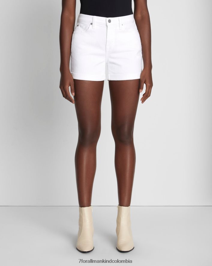 vestir 7 for All Mankind Shorts blancos de corte medio de sarga rota JBNRD86