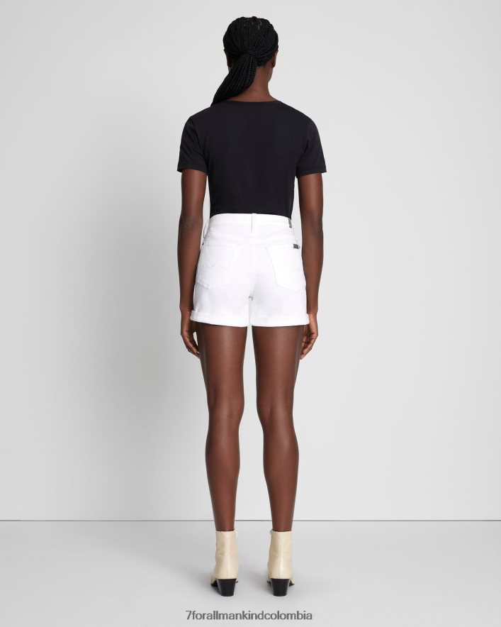 vestir 7 for All Mankind Shorts blancos de corte medio de sarga rota JBNRD86
