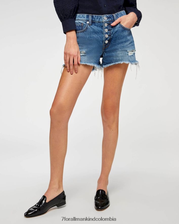 vestir 7 for All Mankind Shorts cortos con botones expuestos en azul Piscis de Monroe JBNRD169