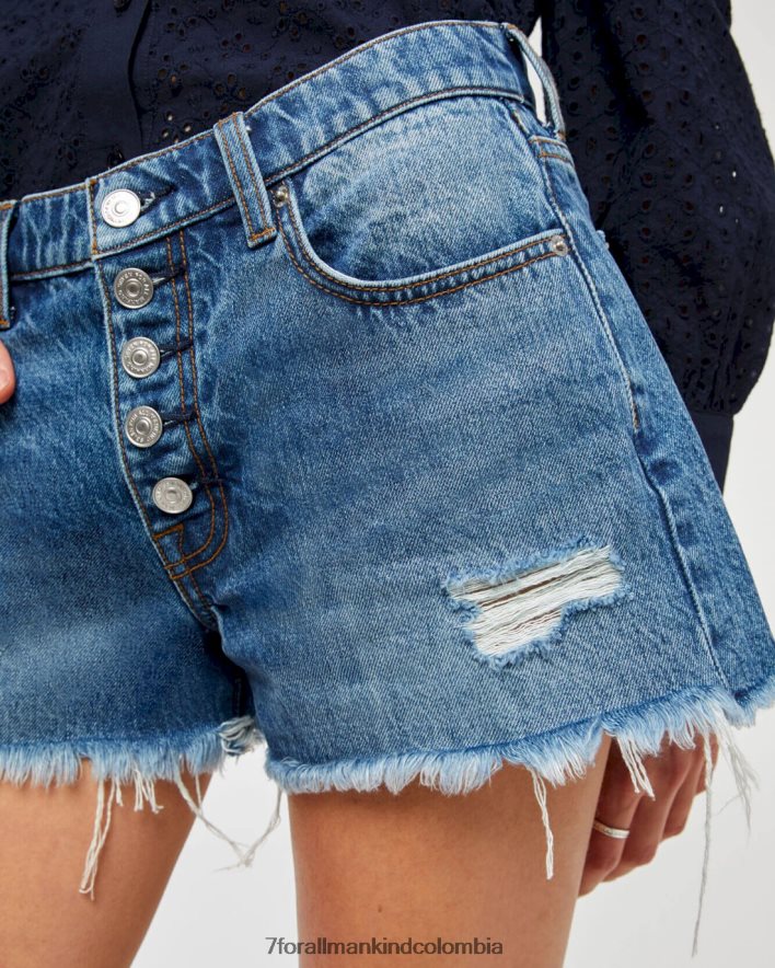 vestir 7 for All Mankind Shorts cortos con botones expuestos en azul Piscis de Monroe JBNRD169