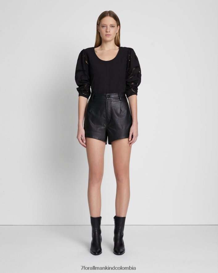 vestir 7 for All Mankind pantalones cortos de sastre de cuero sintético en negro JBNRD432