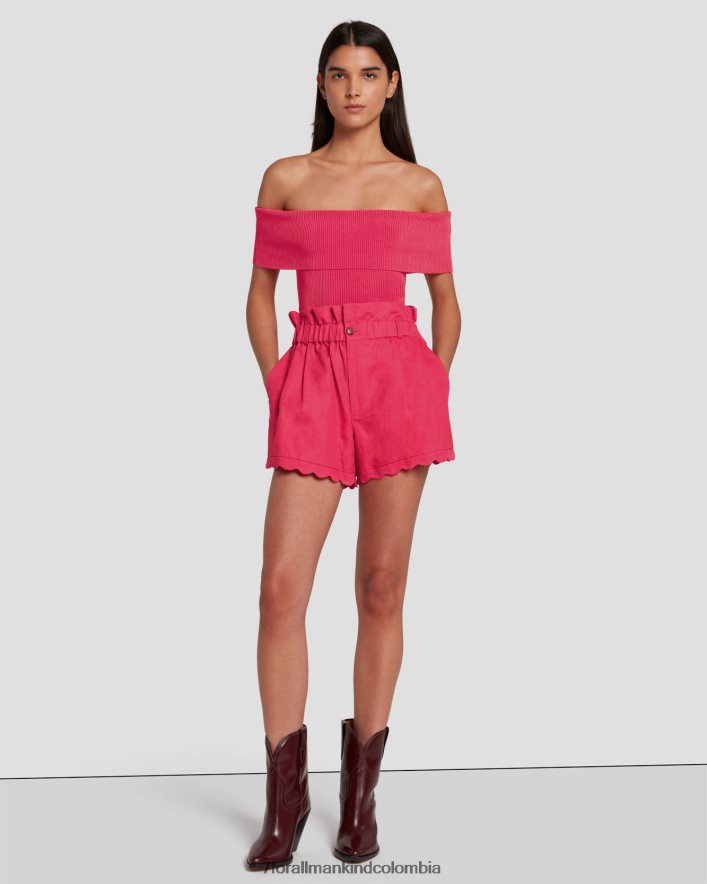 vestir 7 for All Mankind short paperbag de lino en color geranio JBNRD434