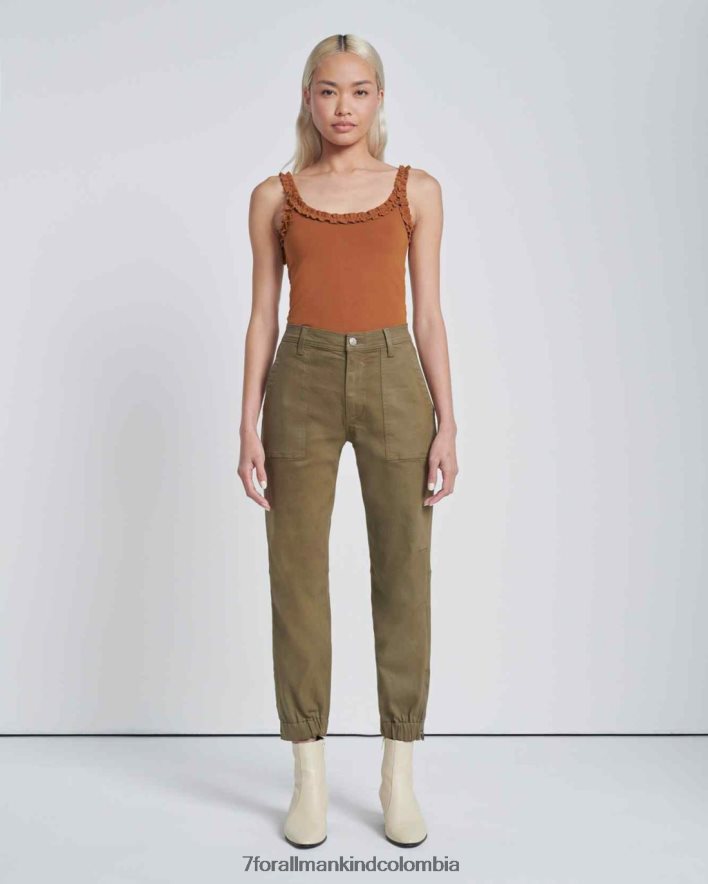 vestir 7 for All Mankind Joggers boyfriend con pinzas en color oliva revestido JBNRD143