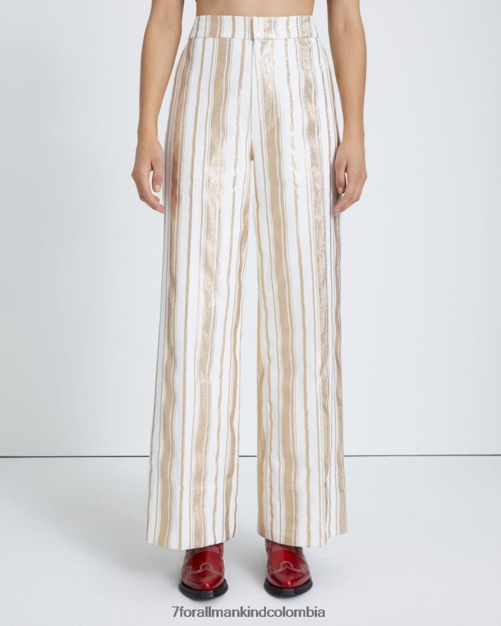 vestir 7 for All Mankind Pantalón brillante a rayas color crema y dorado JBNRD429