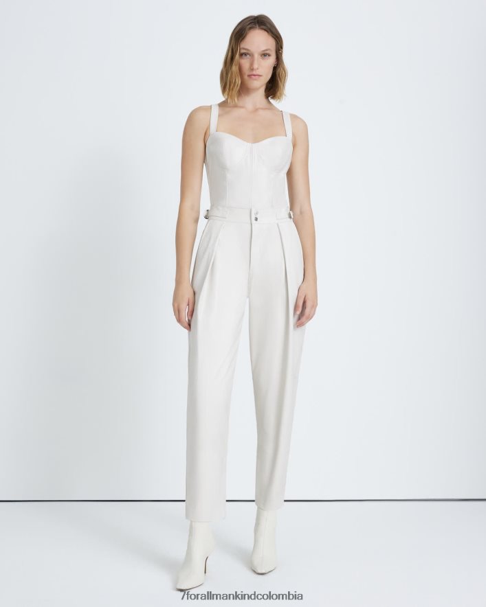 vestir 7 for All Mankind Pantalón con lengüeta tipo globo de cuero sintético en blanco antiguo JBNRD428