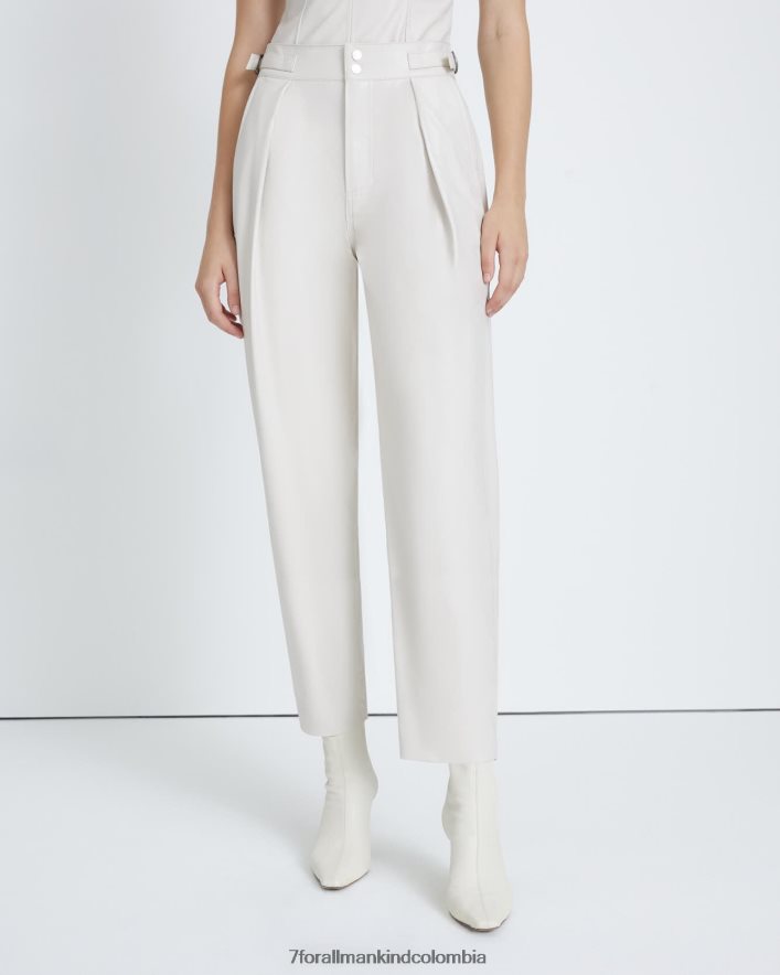 vestir 7 for All Mankind Pantalón con lengüeta tipo globo de cuero sintético en blanco antiguo JBNRD428