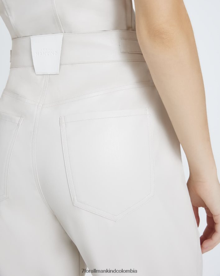 vestir 7 for All Mankind Pantalón con lengüeta tipo globo de cuero sintético en blanco antiguo JBNRD428