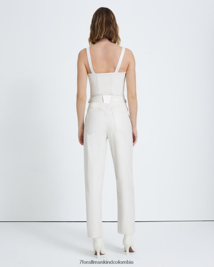 vestir 7 for All Mankind Pantalón con lengüeta tipo globo de cuero sintético en blanco antiguo JBNRD428