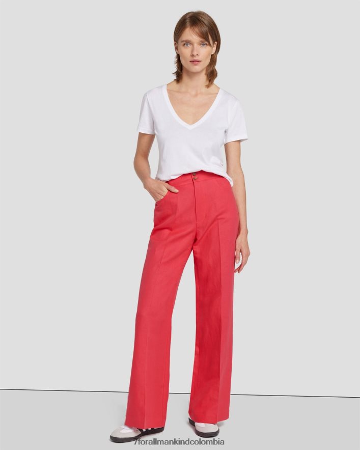 vestir 7 for All Mankind Pantalón de lino Dojo moderno en color geranio JBNRD415