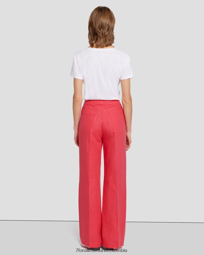 vestir 7 for All Mankind Pantalón de lino Dojo moderno en color geranio JBNRD415