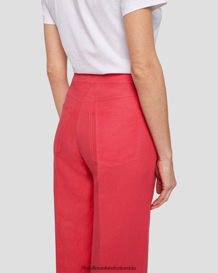 vestir 7 for All Mankind Pantalón de lino Dojo moderno en color geranio JBNRD415