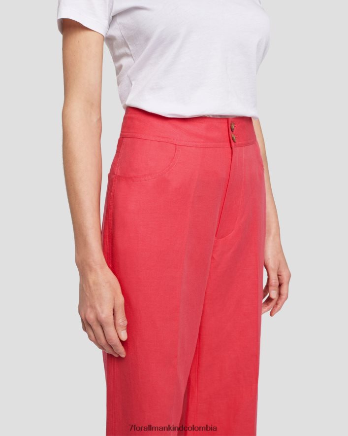 vestir 7 for All Mankind Pantalón de lino Dojo moderno en color geranio JBNRD415