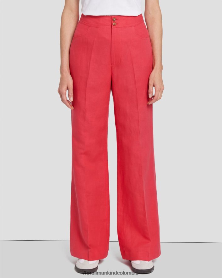 vestir 7 for All Mankind Pantalón de lino Dojo moderno en color geranio JBNRD415