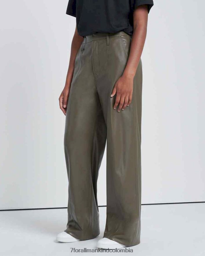 vestir 7 for All Mankind Pantalón easy de piel sintética en color liquen intenso JBNRD431