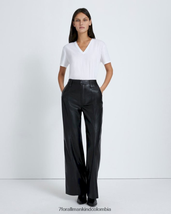 vestir 7 for All Mankind Pantalón easy de piel sintética en negro JBNRD420