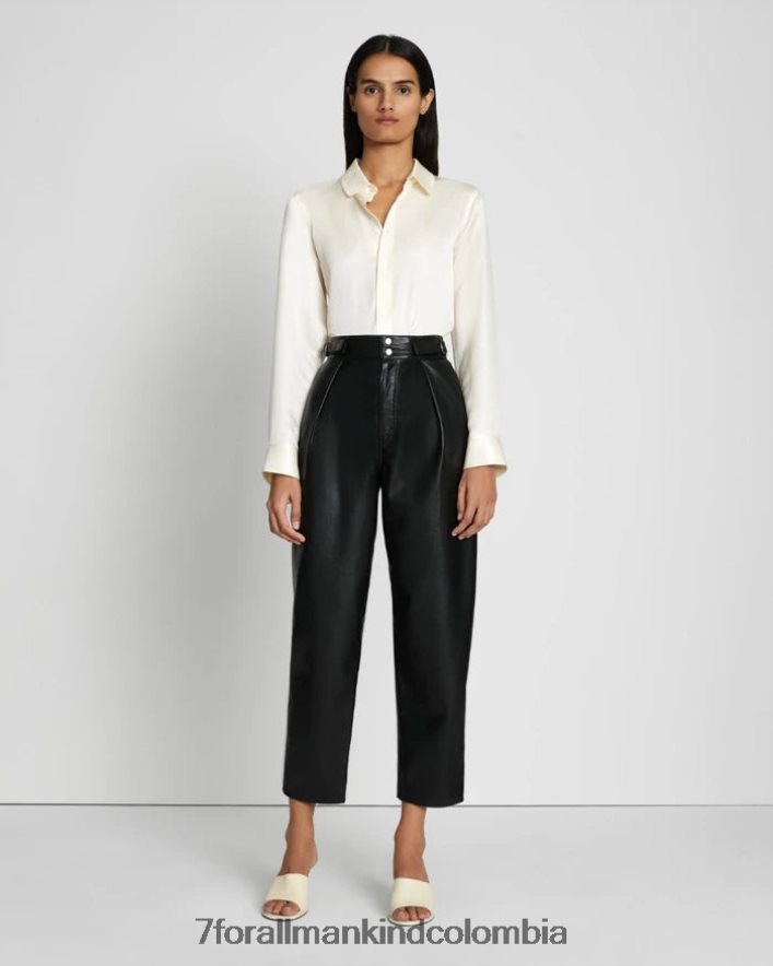 vestir 7 for All Mankind Pantalón negro con lengüeta tipo globo de cuero sintético JBNRD275