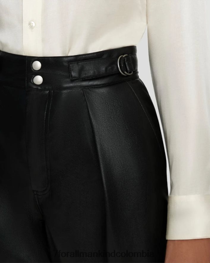 vestir 7 for All Mankind Pantalón negro con lengüeta tipo globo de cuero sintético JBNRD275