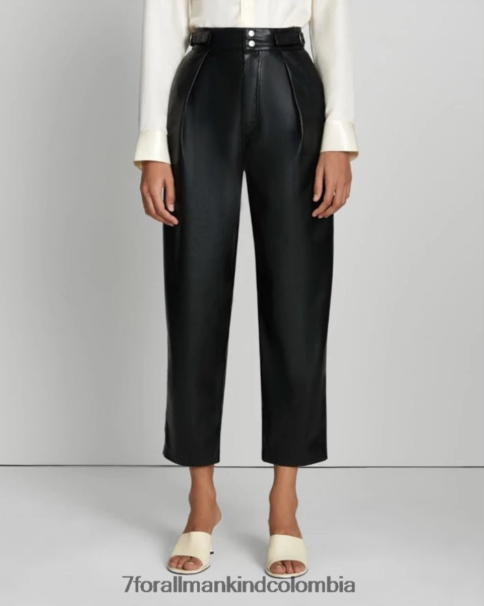 vestir 7 for All Mankind Pantalón negro con lengüeta tipo globo de cuero sintético JBNRD275
