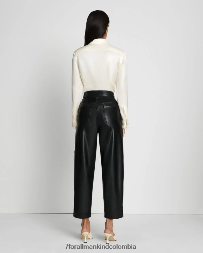 vestir 7 for All Mankind Pantalón negro con lengüeta tipo globo de cuero sintético JBNRD275