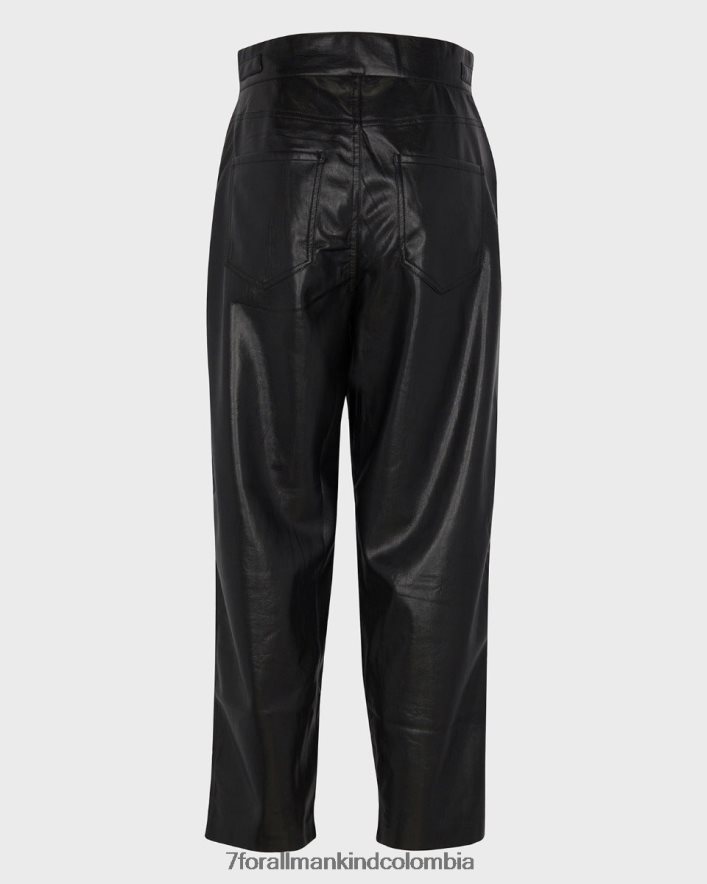 vestir 7 for All Mankind Pantalón negro con lengüeta tipo globo de cuero sintético JBNRD275
