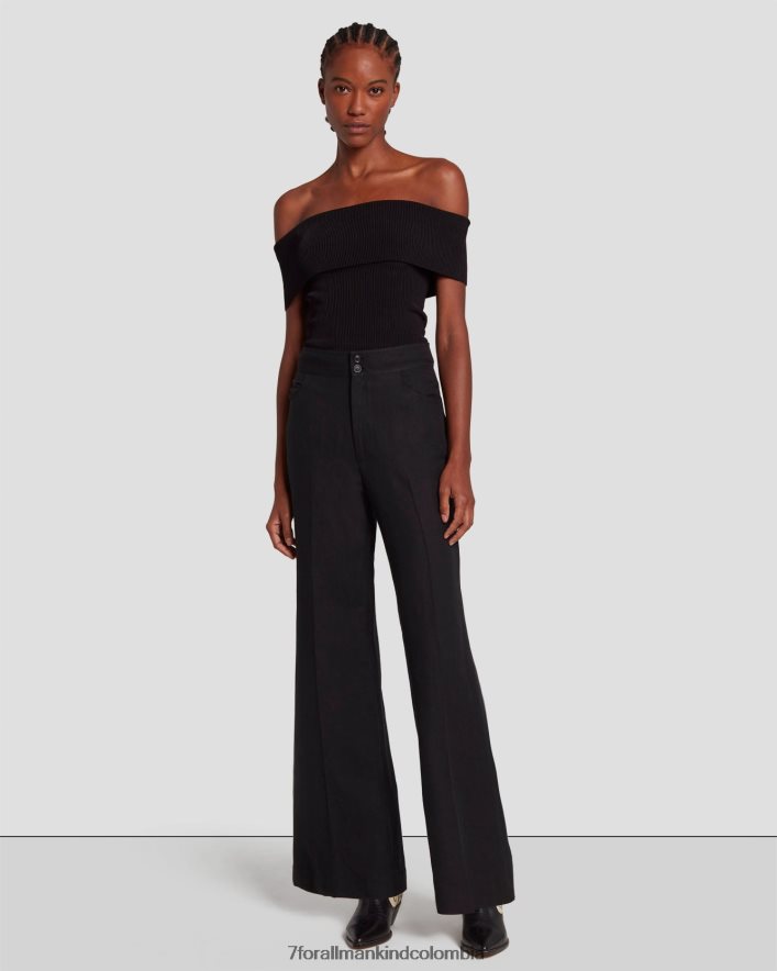 vestir 7 for All Mankind Pantalón negro de lino Dojo moderno JBNRD414