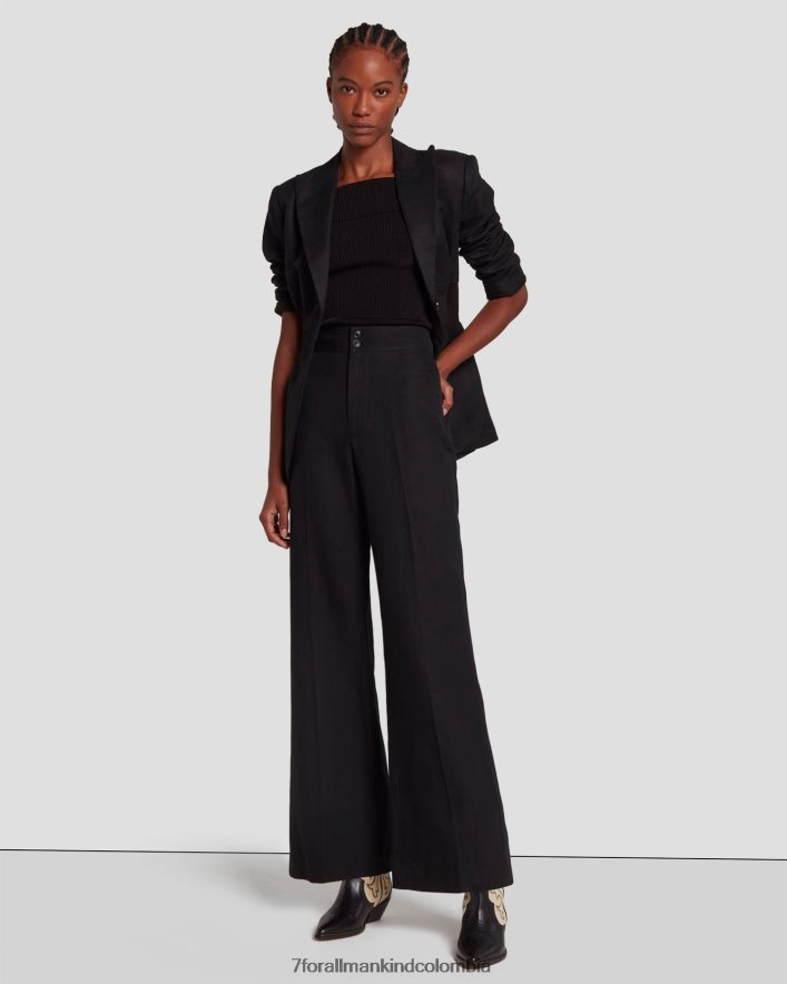 vestir 7 for All Mankind Pantalón negro de lino Dojo moderno JBNRD414