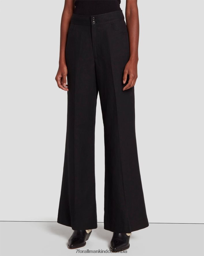 vestir 7 for All Mankind Pantalón negro de lino Dojo moderno JBNRD414