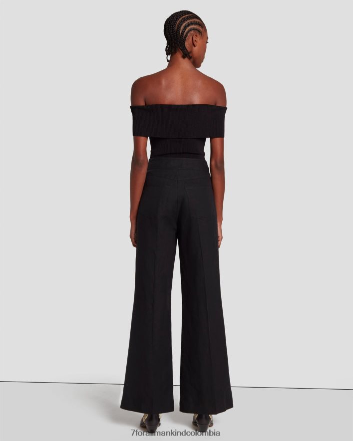vestir 7 for All Mankind Pantalón negro de lino Dojo moderno JBNRD414