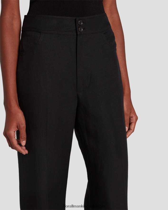 vestir 7 for All Mankind Pantalón negro de lino Dojo moderno JBNRD414