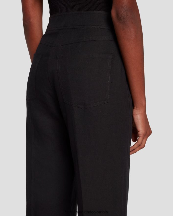 vestir 7 for All Mankind Pantalón negro de lino Dojo moderno JBNRD414