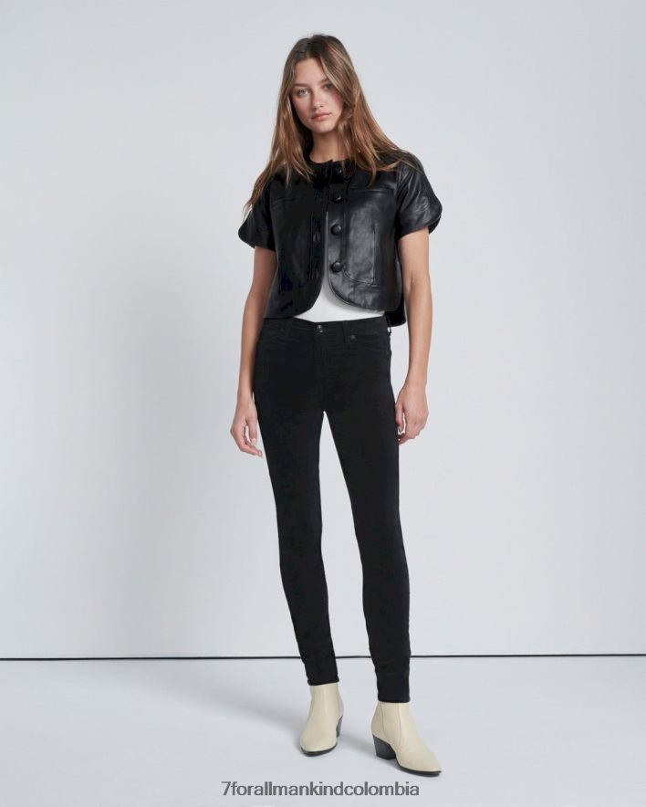 vestir 7 for All Mankind Pantalón pitillo negro de talle alto de terciopelo JBNRD416