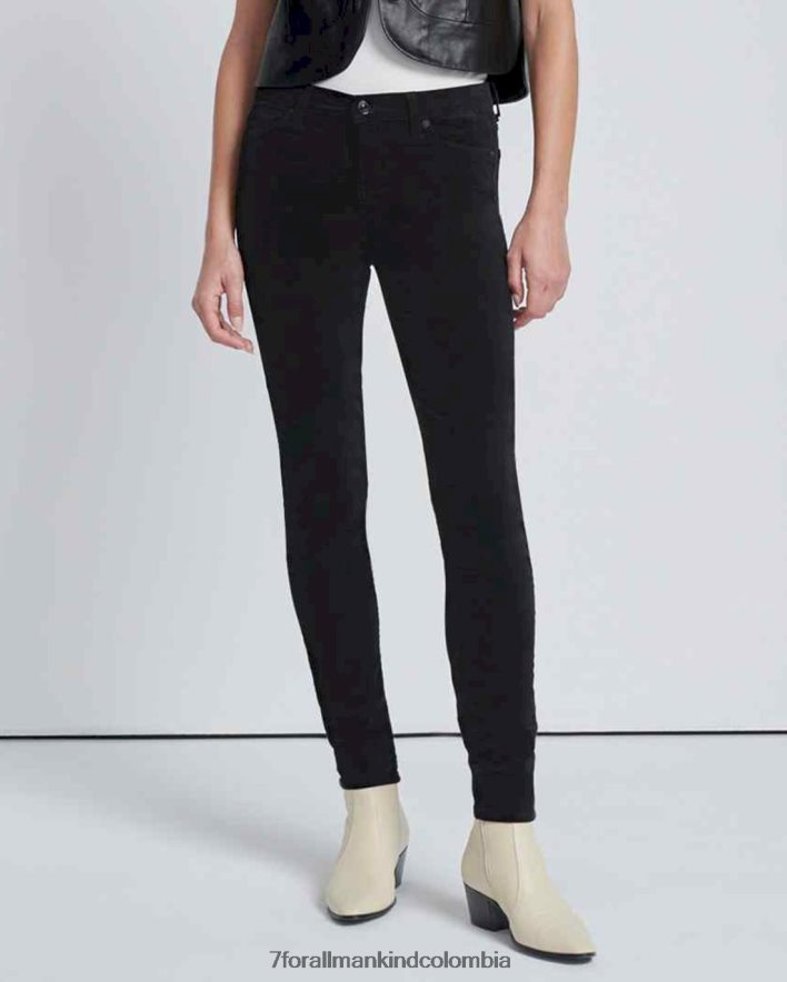vestir 7 for All Mankind Pantalón pitillo negro de talle alto de terciopelo JBNRD416