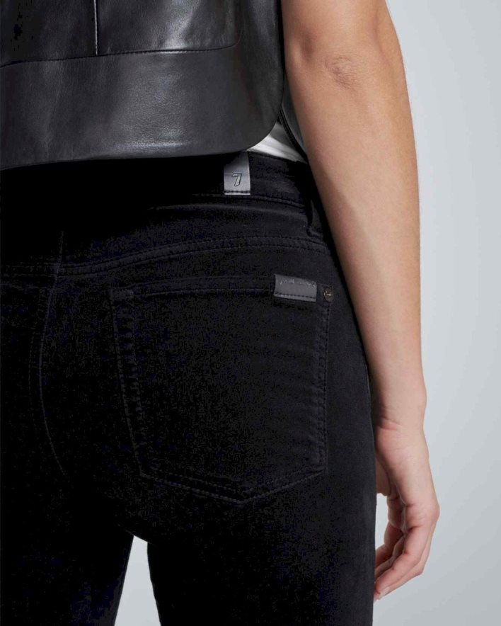 vestir 7 for All Mankind Pantalón pitillo negro de talle alto de terciopelo JBNRD416