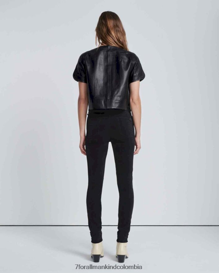 vestir 7 for All Mankind Pantalón pitillo negro de talle alto de terciopelo JBNRD416