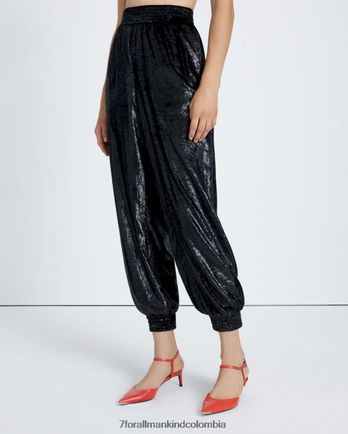 vestir 7 for All Mankind jogger de lujo en negro brillante JBNRD418