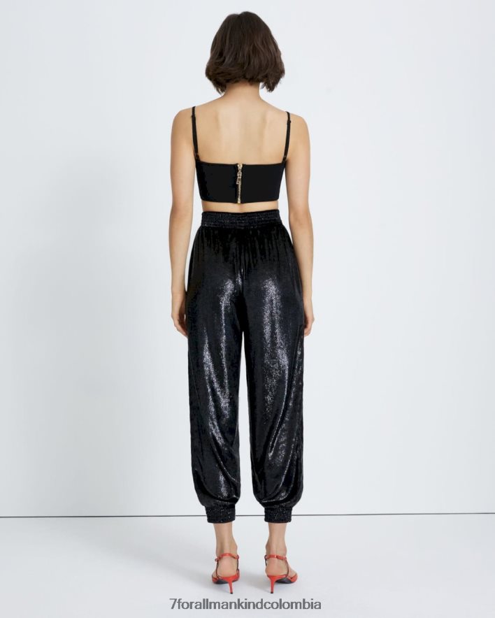 vestir 7 for All Mankind jogger de lujo en negro brillante JBNRD418