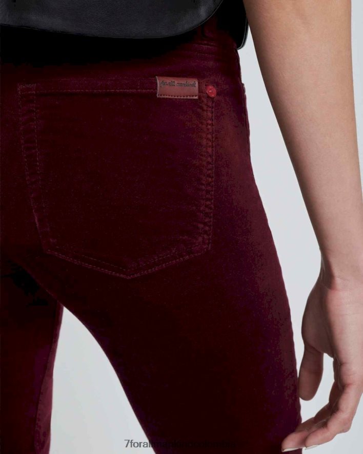 vestir 7 for All Mankind pitillo de terciopelo con cintura alta en cabernet JBNRD417