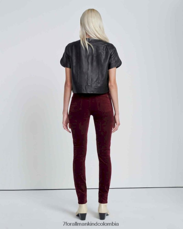 vestir 7 for All Mankind pitillo de terciopelo con cintura alta en cabernet JBNRD417