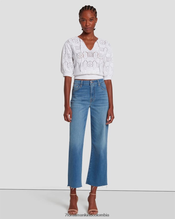vestir 7 for All Mankind Alexa recortada en azul zafiro. JBNRD133