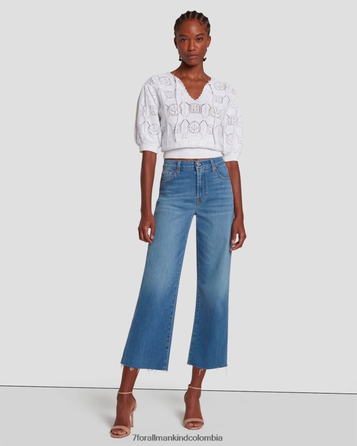 vestir 7 for All Mankind Alexa recortada en azul zafiro. JBNRD133