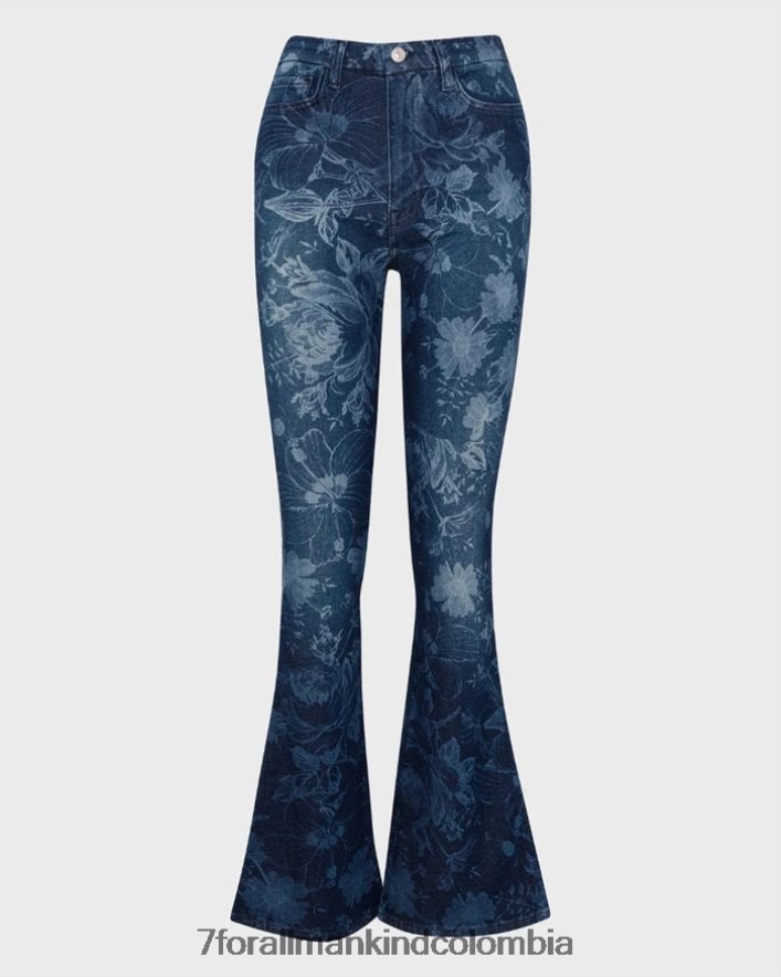 vestir 7 for All Mankind Bootcut ajustado de tiro muy alto en índigo floral de cuento de hadas JBNRD285