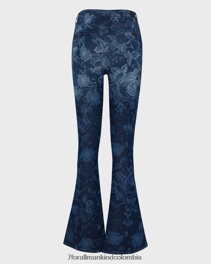 vestir 7 for All Mankind Bootcut ajustado de tiro muy alto en índigo floral de cuento de hadas JBNRD285