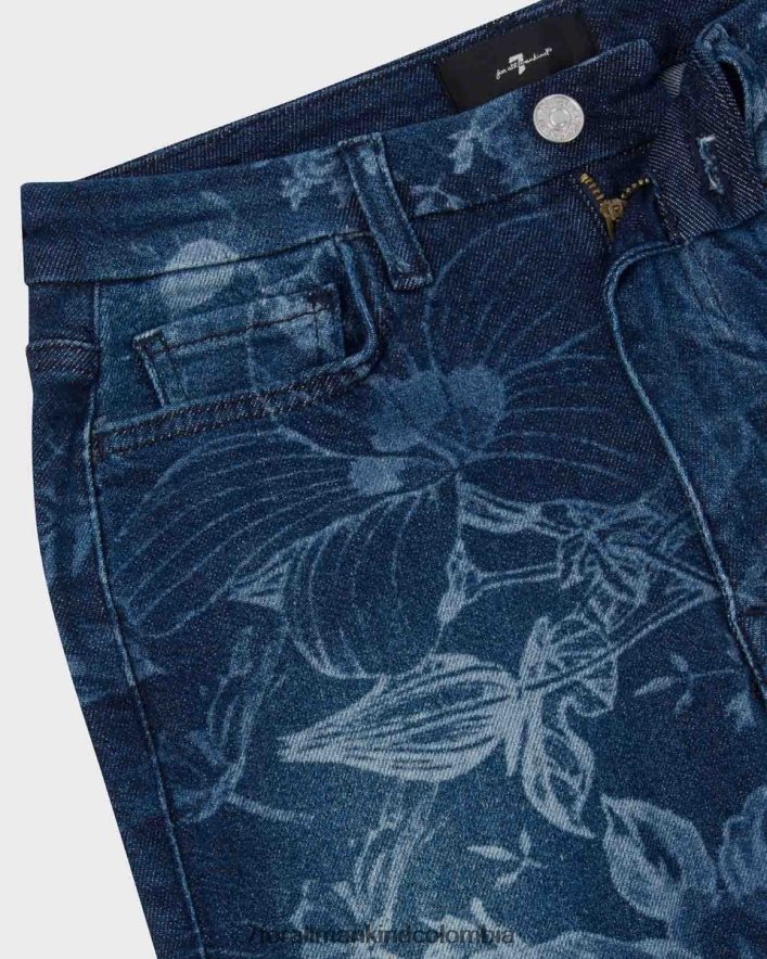 vestir 7 for All Mankind Bootcut ajustado de tiro muy alto en índigo floral de cuento de hadas JBNRD285